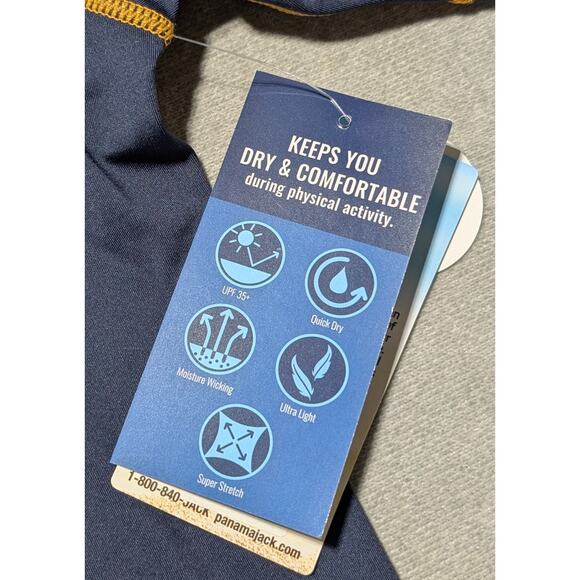 Panama Jack Men’s Rashguard Shirt XL Navy UPF 35+ Quick Dry Stretch Swim Tee NWT - Picture 8 of 13